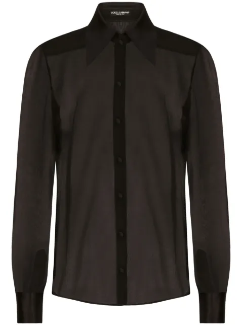 Dolce & Gabbana semi-sheer mesh shirt Black F5R42TFU1AT