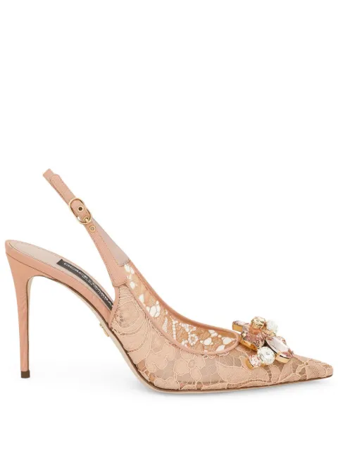 Dolce & Gabbana Rainbow lace slingbacks in lurex lace Neutrals CG0712AQ074