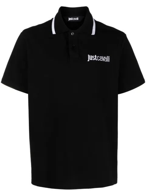 Just Cavalli logo-embroidered piqué polo shirt Black 75OAGT05CJ506