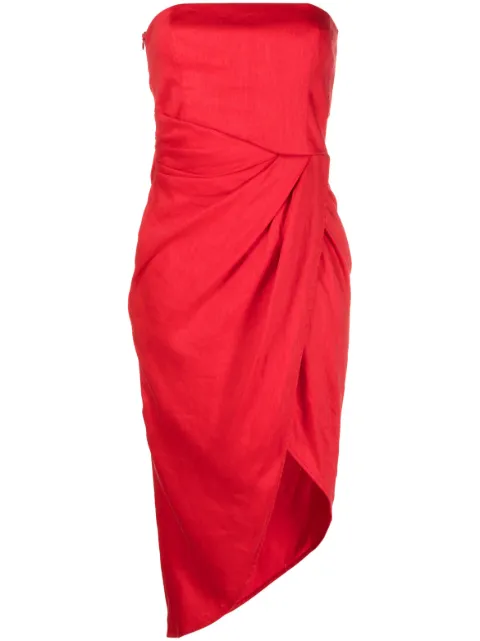 GAUGE81 strapless asymmetric midi dress Red 32329