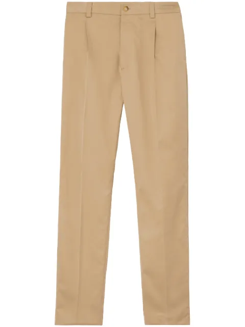 Burberry embroidered-logo cotton chino trousers Neutrals 8065677