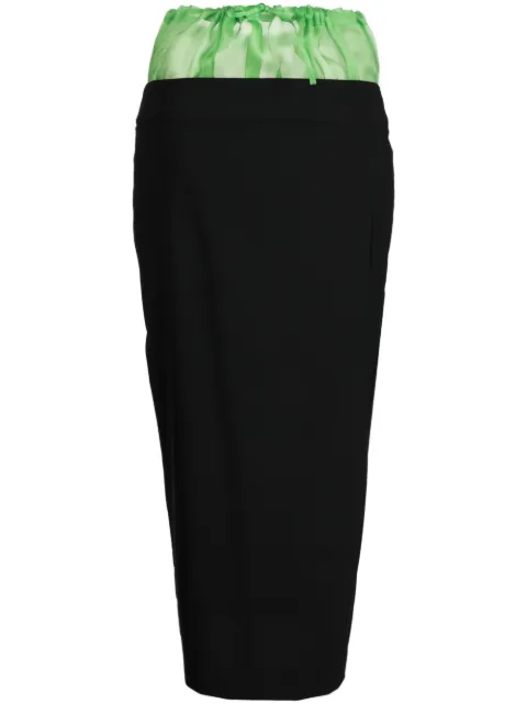 A.W.A.K.E. Mode two-tone drawstring midi skirt Black SS23S06GT14