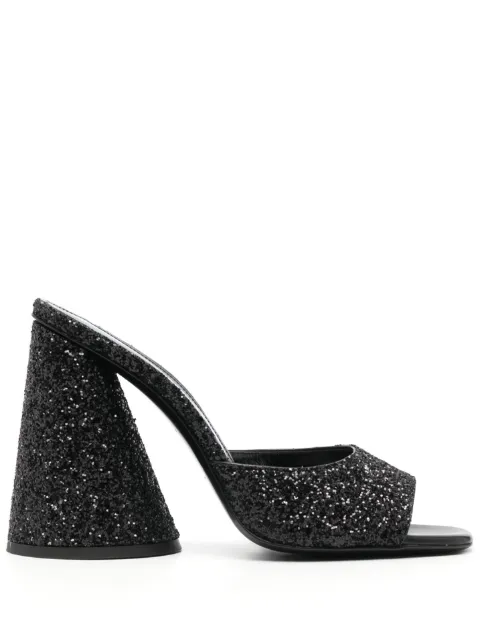 The Attico Luz glitter-embellished sandals Black 231WS502
