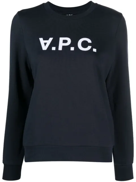 A.P.C. logo-print long-sleeve sweatshirt Blue F27644COFAX