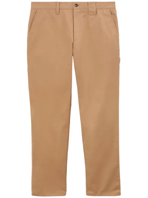 Burberry logo-tag cotton straight-leg trousers Neutrals 8070609