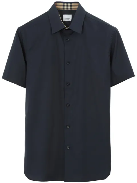 Burberry logo-embroidered cotton shirt Blue 8071838