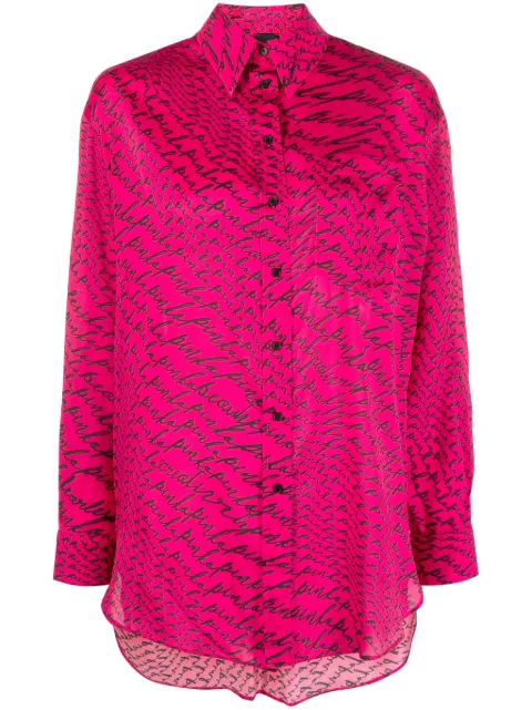 PINKO logo-print long-sleeve shirt Pink 102356A19SNZE