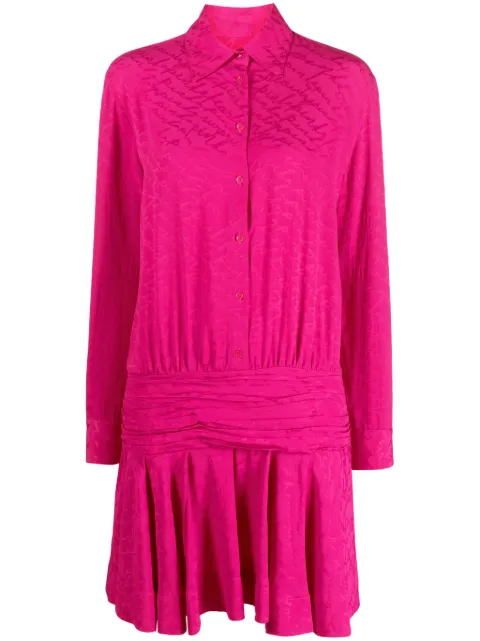 PINKO logo-jacquard pleated shirtdress Pink 102306A193N17