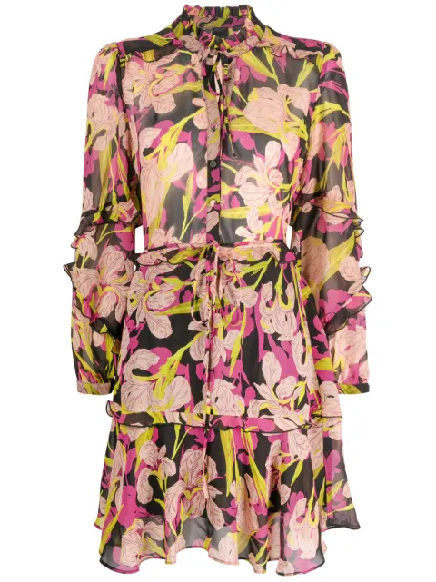 PINKO Piccadilly floral-print ruffled minidress Black 101493A155ZY5