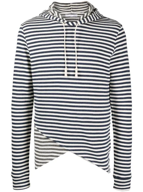 Private Stock striped cotton hoodie White PS02ADK04