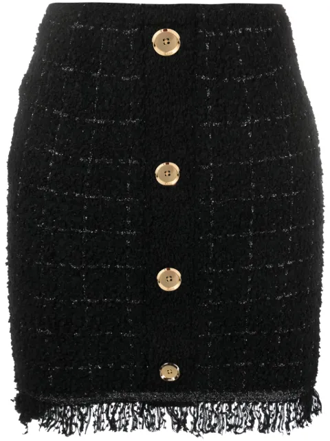 PINKO Girino basket-weave fringed miniskirt Black 101861A16OZZ0