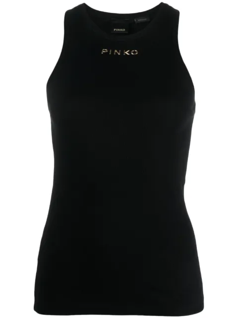 PINKO ribbed top with logo Black 100822A15E