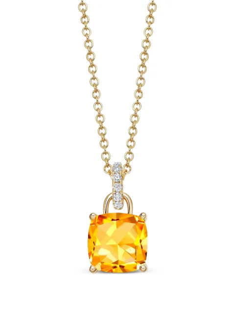 Kiki McDonough 18kt yellow gold Kiki Cushion diamond and citrine pendant necklace Gold PDDGM0254