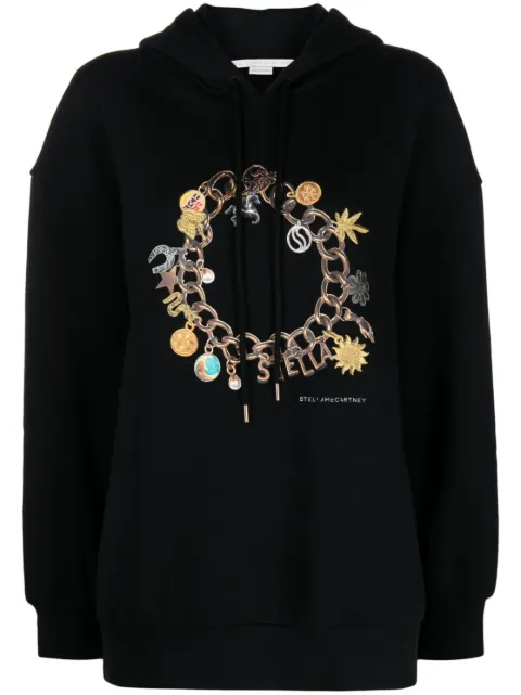 Stella McCartney bracelet-print cotton hoodie Black 6J01573SPX80