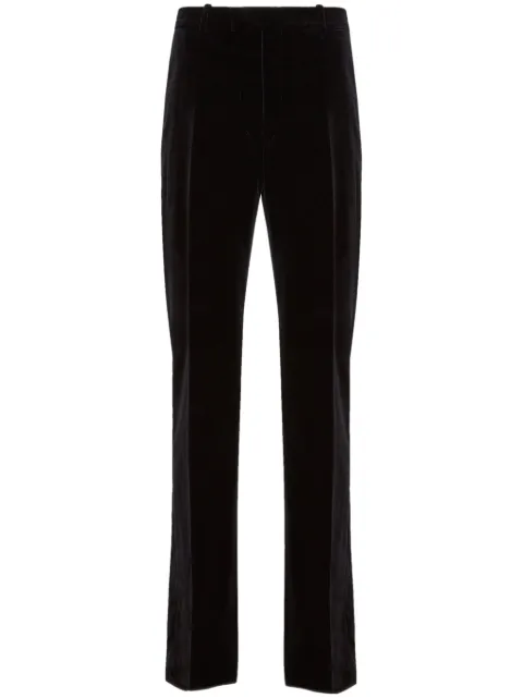 Ferragamo pressed-crease velvet straight-leg trousers Black 765790