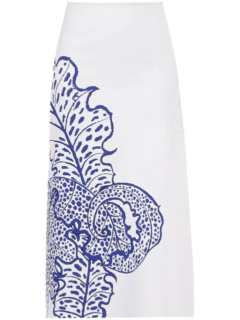 Ferragamo graphic-print jacquard flared skirt White 765633