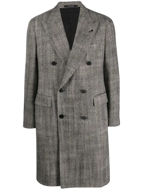 Tagliatore double-breasted peaked coat Black CLD10B340231