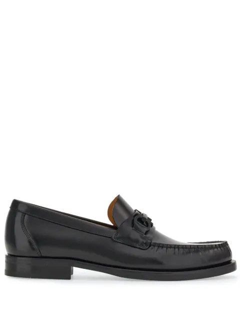 Ferragamo Gancini plaque 35mm leather loafers Black 762689