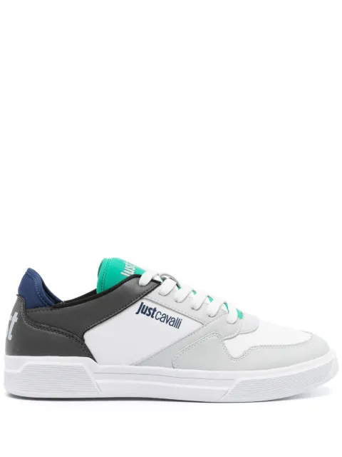Just Cavalli logo-print panelled leather sneakers White 75QA3SB6ZP381