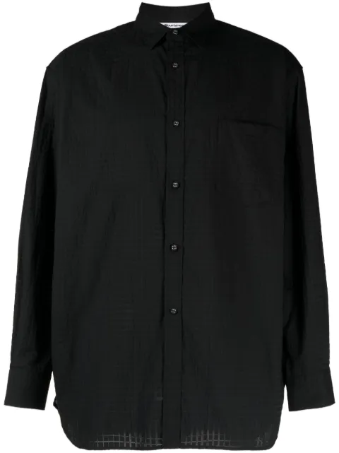 White Mountaineering patterned jacquard long-sleeve shirt Black WM2371102
