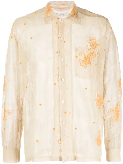 BODE Mesh Lilium long-sleeve shirt Neutrals MRS23SH013