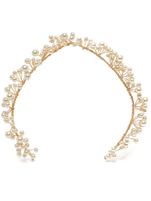 Jennifer Behr Primavera pearl-encrusted headband Gold 76ND1