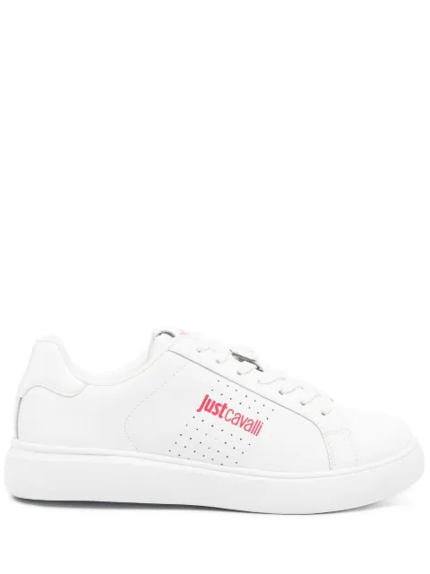 Just Cavalli Tiger Head-logo leather sneakers White 75RA3SB3ZP279
