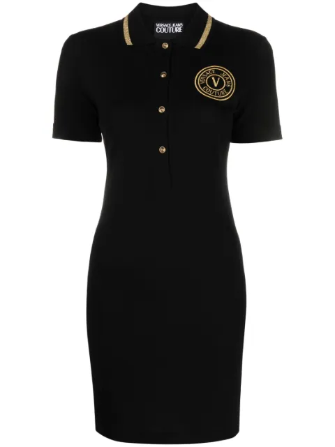 Versace Jeans Couture V-Emblem polo minidress Black 75HAOT08CJ01T