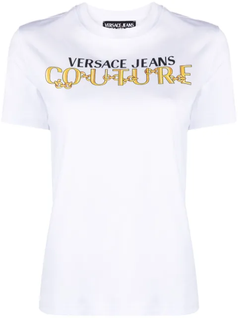 Versace Jeans Couture logo-print cotton T-shirt White 75HAHF01CJ00F