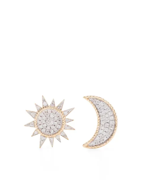 Yvonne Léon 18kt yellow gold Soleil & Lune diamond stud earrings Gold PBOSOLEILLUNEDIAOJ
