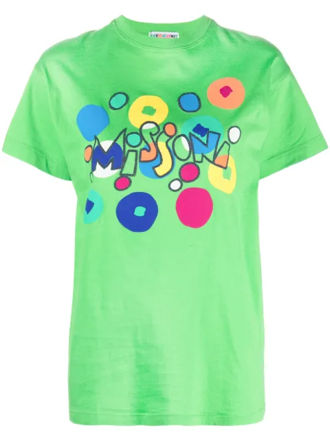 Missoni Pre-Owned 1990s logo-print cotton T-shirt Green MIS250BB