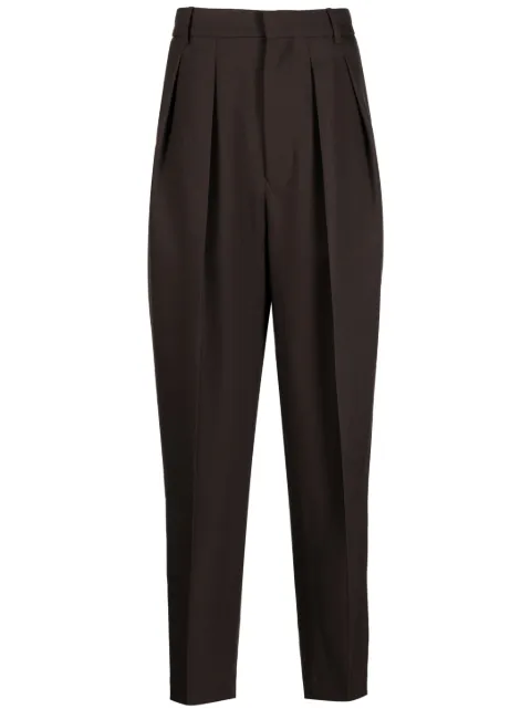 Random Identities tapered box-pleated trousers Brown T1222FBP00001