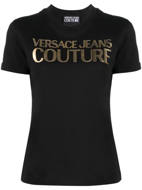 Versace Jeans Couture logo print short-sleeve T-shirt Black 77HAHT01CJ00T