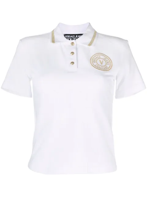 Versace Jeans Couture V-Emblem polo top White 75HAGT08CJ01T