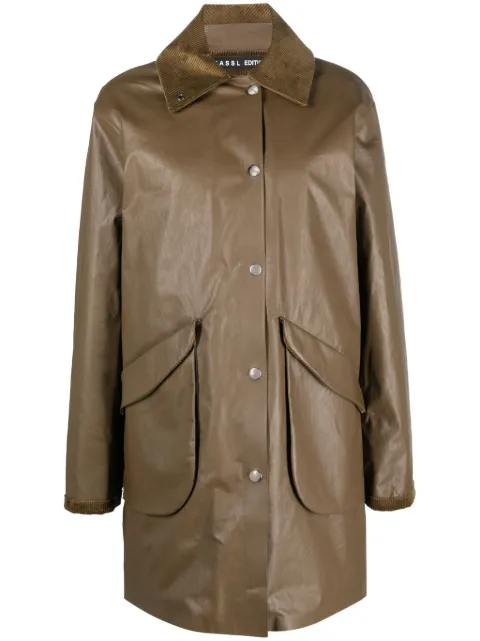 KASSL Editions corduroy-collar button-up coat Brown C225100053W