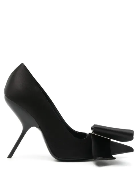Ferragamo asymmetric bow 105mm silk-satin pumps Black 763026