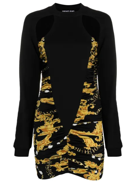 Versace Jeans Couture logo-print cut-out ruched minidress Black 75HAO972JS204