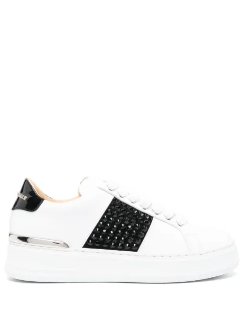 Philipp Plein logo-lettering leather sneakers White AACSWSC2708PLE010N