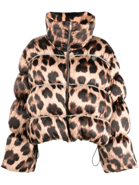 Philipp Plein leopard-print puffer jacket Neutrals AACCWRB1276PNY002N