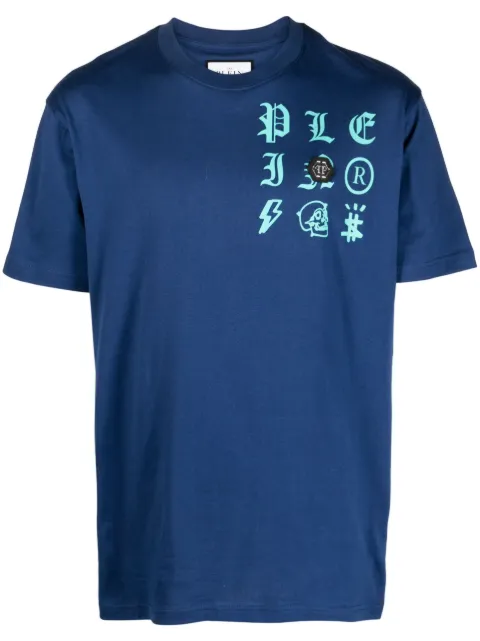 Philipp Plein Gothic Plein logo-print T-shirt Blue AACCMTK6632PJY002N