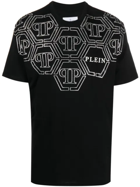 Philipp Plein SS Hexagon rhinestone-embellished T-shirt Black AACCMTK6625PJY002N