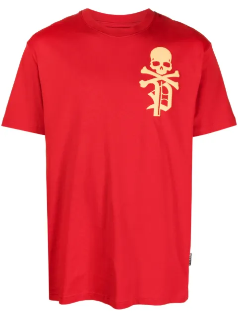 Philipp Plein Skull&Bones-print cotton T-shirt Red AACCMTK6616PJY002N