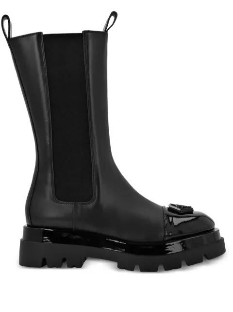Philipp Plein logo-plaque leather midi boots Black AACSWSE0655PLE075N