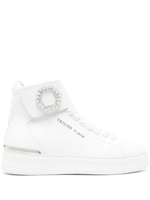 Philipp Plein Crystal leather hi-top sneakers White AACSWSC2705PLE075N