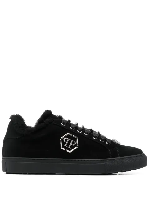 Philipp Plein logo-plaque leather sneakers Black AACSMSC3873PFU020N