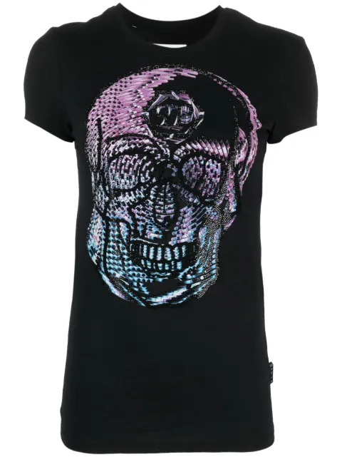 Philipp Plein crystal-embellished skull T-shirt Black AACCWTK3010PJY002N