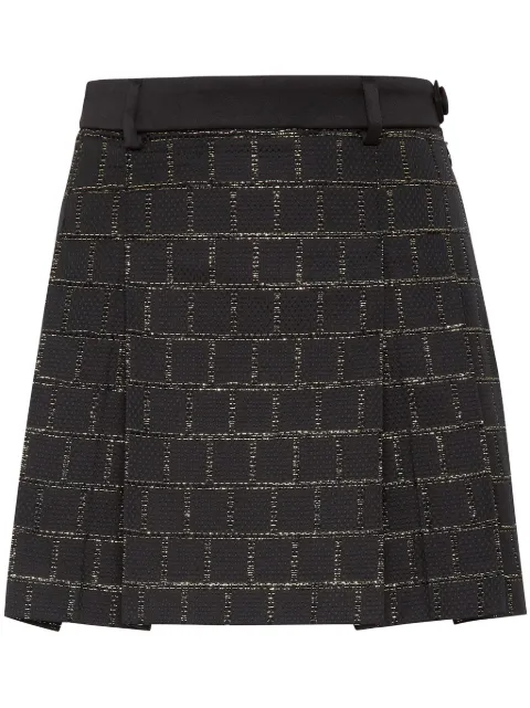 Philipp Plein Sartorial pleated jacquard miniskirt Black AACCWRV0482PTE021N