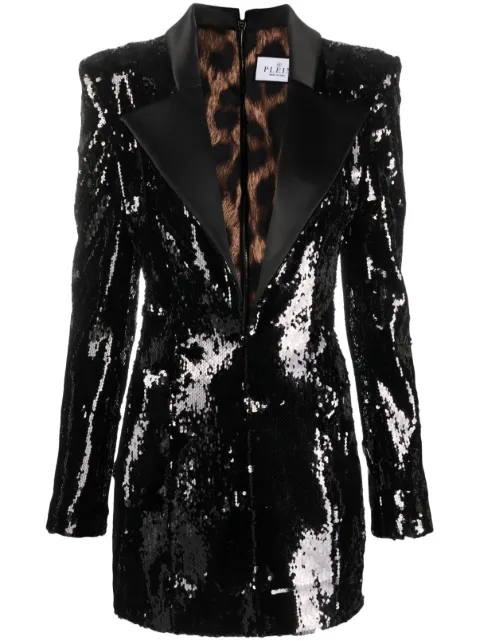 Philipp Plein sequin-embellished fitted blazer dress Black AACCWRG2811PTE003N