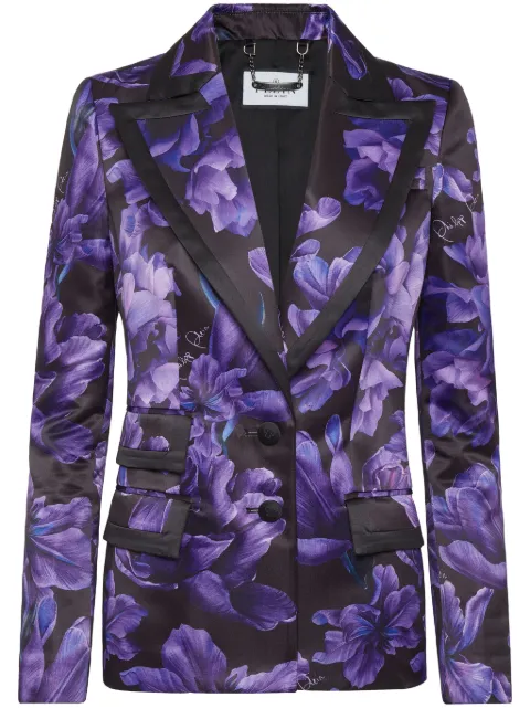 Philipp Plein Duchesse floral-print blazer Black AACCWRF0594PTE003N