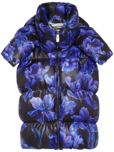 Philipp Plein floral-print padded-design gilet Black AACCWRC0104PNY002N
